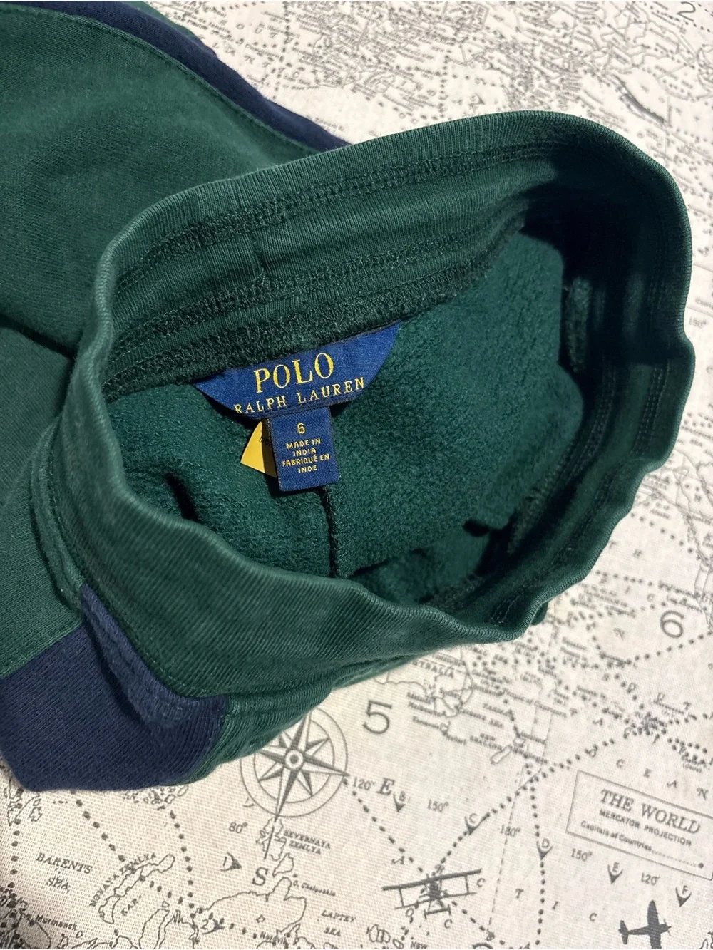 Polo by Ralph Lauren Green & Navy Fleece Joggers with Yellow Polo Logo